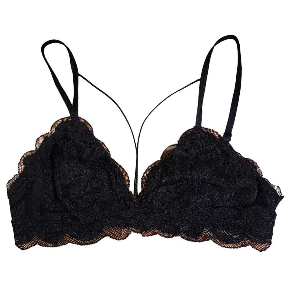 PINK Victoria's Secret Lace Triangle Cage Bralette Lightweight Scalloped sz‎ SM